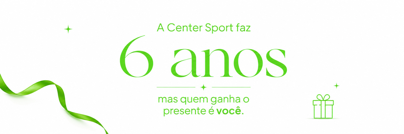 Hoje é dia de comemorar: aniversário da Center Sport com 16% OFF!