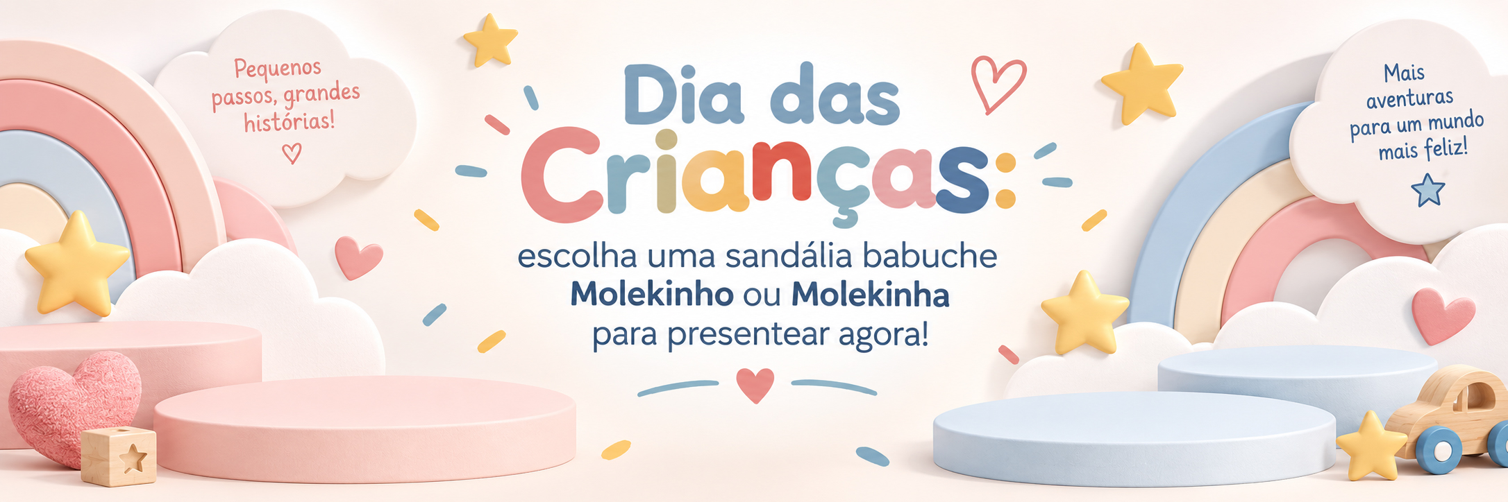 Dia das Crianças: escolha uma sandália babuche Molekinho ou Molekinha para presentear!